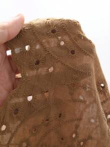 DAZY 波西米亚风格镂空刺绣前开宽松睡袍睡衣 - 駝色 - 查看 7