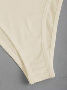 Sweetra 1pc Women's Apricot Color Sexy Backless Draped Neck Bodysuit, Body-Con Fit For Party, Autumn/Winter