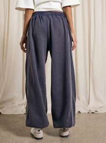 AiiRZ Athletic Jogger Sweatpants With Side Piping Drawstring Waist Relaxed Fit Perfect For Loungewear Workout Fall Winter Athleisure Wear - Navy Blue - View 2