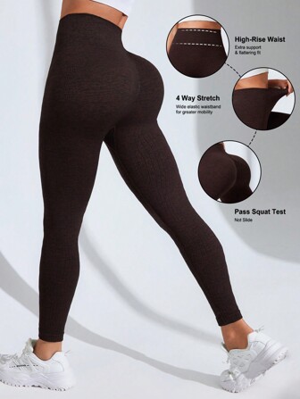 Seamluxe SHEIN Sport 高腰无缝 3/4 紧身裤，纯色