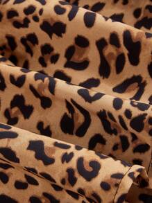 SHEIN MOD Plus Size Vintage Leopard Print Tie Strap Multi-Tiered Dress - Brown - View 4