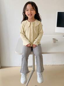 DAZY Camiseta de niña pequeña con cuello Peter Pan