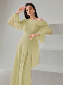 Modelyn Women's Fashionable Solid Color Long Sleeve Dress - Mint Green - View 7