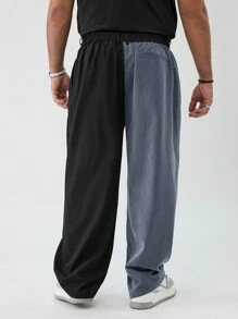 Manfinity VCAY Plus Size Men's Casual Loose Pleated Black & Gray Suit Pants - Multicolor - View 4