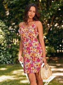 SHEIN VCAY Đầm Xù Hoa Tất cả trên in Boho - Nhiều màu - Xem 6