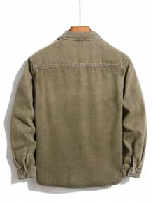 Manfinity EMRG Plus Size Men's Front Button Closure Long Sleeve Pocket Casual Denim Jacket