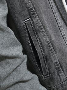 Manfinity Hypemode Veste en jean à capuchon décontractée homme à manches longues avec boutons avant en couleur unie et patchs