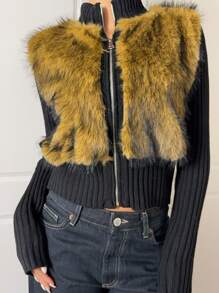 SHEIN EZwear Męska jednokolorowa bluzka z długim rękawem ze sztucznej skóry, swobodny sweter, prosty design
