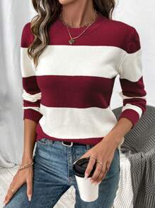 EMERY ROSE 时尚优雅的高端女士毛衣，长袖宽松针织套头衫，秋冬季节必备 - 彩色 - 查看 3