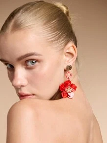 SHEIN SXY 女士简约花形无穿孔耳环，休闲日常佩戴情人节、妈妈、母亲、母亲节、礼物