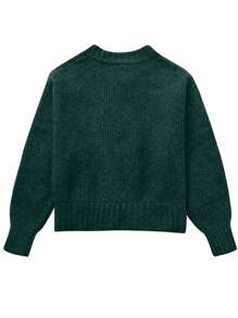 INAWLY Áo thun nữ tay dài khóa kéo phía trước trơn, trang phục thường ngày tối giản - Màu xanh lá cây đậm - Xem 2