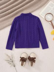 PrepCrw Young Girl Cartoon Squirrel Pattern Long Sleeve Button-Up Cardigan, Autumn/Winter - Purple - View 2