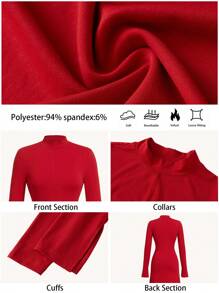 BizChic 圣诞红连衣裙，舒适的节日派对连衣裙，女士优雅通勤装，' - 紅色 - 查看 3