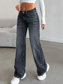 SHEIN Tall CYT 女式低腰直筒牛仔裤