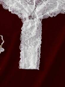 SHEIN Lace Heart Chain Linked Sexy G-String Thong For Women Lingerie - White - View 5