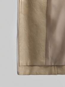 Ontre Jaqueta Feminina De Pu Regular, Estilo Vintage, Outono E Inverno, Volta Às Aulas - Damasco - Ver 8