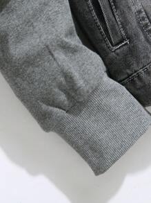 Manfinity Hypemode Veste en jean à capuchon décontractée homme à manches longues avec boutons avant en couleur unie et patchs