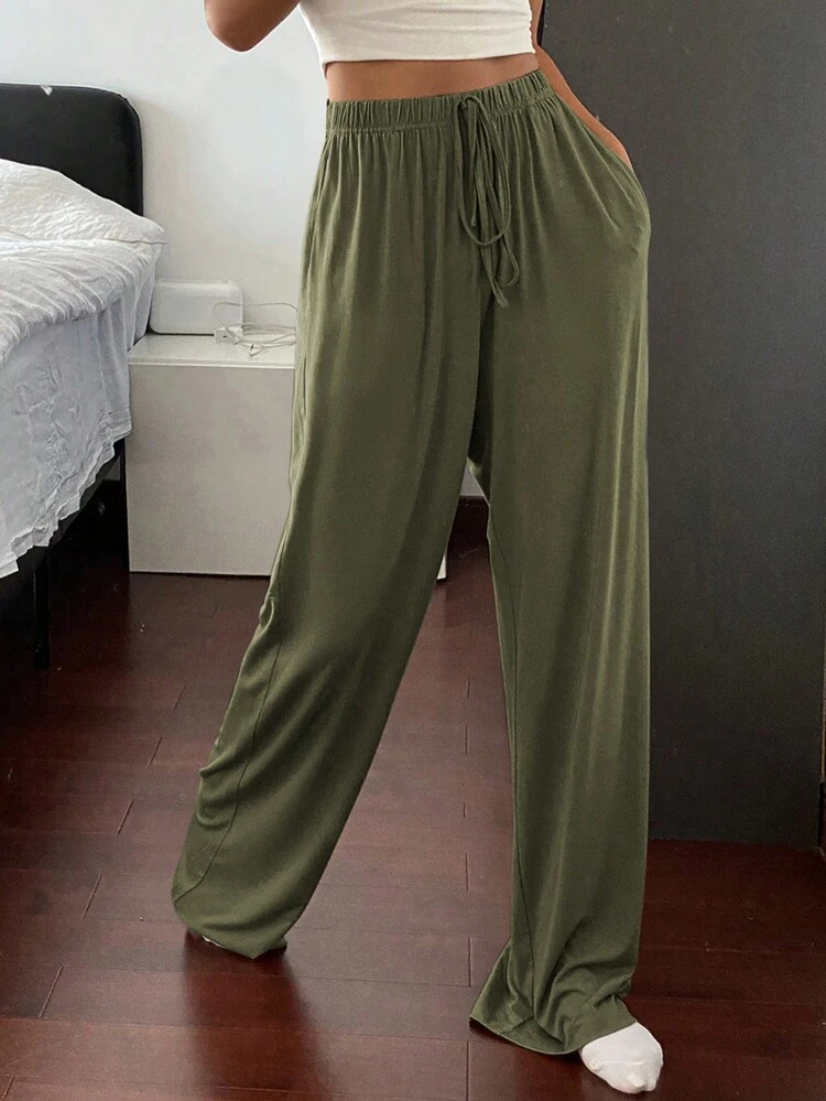 Simple, Comfortable, Relaxed Fit, Wide Leg Lounge Pants,Back To School Clothes Pajama