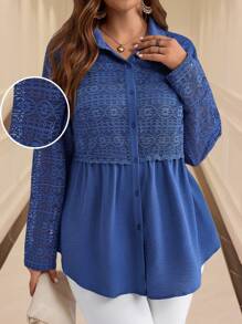 EMERY ROSE Plus Size New Years Casual Basic Shirt, Everyday Wear, New Years