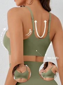 Ocili 女士纯色无缝舒适休闲内衣 - 綠色 - 查看 2