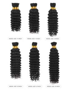 3 Bundles High Volume Braiding Hair Bulk No Weft Deep Wave Crochet Human Hair Boho Braids Natural Black Color Hair Extension Enough Full Head Weight 4.93 Ounce Knotless Braids Hair Extentions