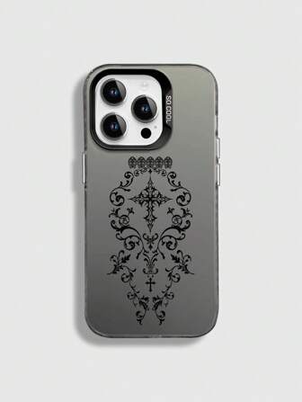 Goth 1 pieza Funda de teléfono antichoque de TPU con estampado de cruz compatible con iPhone