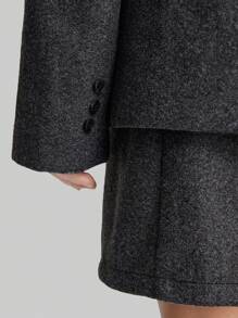 Ontre Tween Girls Casual Reversible Collared Jacket And Shorts 2 Pieces Set - Dark Grey - View 4