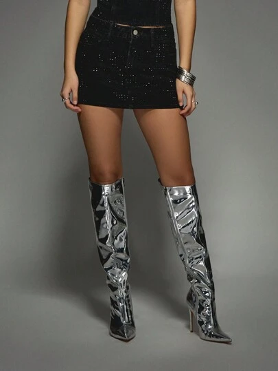 MISSGUIDED Hot Fix Diamante Embellished Denim Mini Skirt Glam Party Club Festival Autumn Fall Winter Strapless Rhinestone Crystal Fitted Mini Dress Design