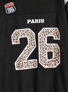 ROMWE Kawaii Y2K 星星与数字豹纹图案短袖 T 恤