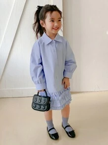 Dazy Kids Young Girl Autumn Dress - Blue - View 5