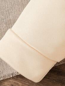 SHEIN 女婴字母刺绣长袖领口运动衫和褶皱迷你裙休闲装，秋冬 - 卡其色 - 查看 3