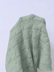 Chiquease Women Drop-Shoulder Long Sleeve Casual Cardigan, Solid Color, Autumn/Winter - Green - View 7