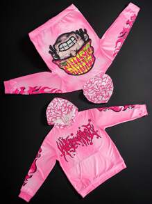 PAVTROS 长袖男士街头风格复古字母与火焰图案连帽衫，带口袋，Hellstar 长袖运动衫度假图案长袖连帽衫，适合朋友、丈夫、男朋友的礼物