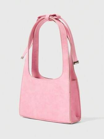 Kawaii 1 pieza Bolso de hombro casual y dulce con lazo para mujer - Regalo de San Valentín