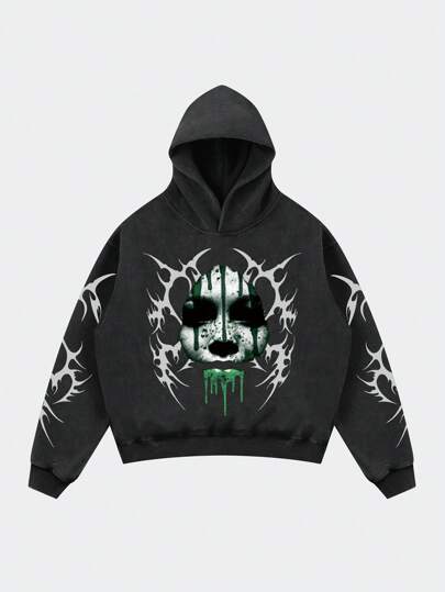 Street Life Vintage gewaschenerkurzer Hoodie für Herren, Street-Style