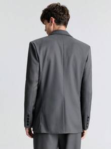 Ontre 男士春季灰色羊毛毛领宽松休闲风衣外套青年商务通勤适合新年聚会 - 灰色 - 查看 4