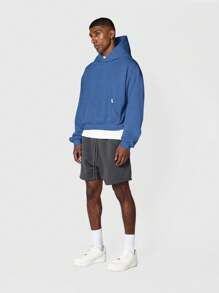 SUMWON Essential Pullover Hoodie Kangaroo Pocket Athletic Streetwear Casual Sweatshirt Autumn Winter College Campus Everyday Wear Workout Layering Basic - Blue - View 3