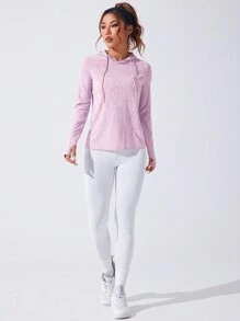 Cheerettes Basic Drawstring Sweatshirt Yoga Long Sleeve Sweatshirt - Pink - View 3