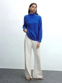 Maija Women's Warm Bright-Colored High Neck Raglan Sleeve Long Sleeve Casual Knit Sweater, Autumn/Winter