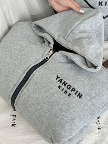 Sudadera con capucha reversible gruesa y cálida para niño preadolescente, de doble uso
