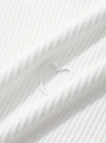 DAZY Áo thun trơn hình trái tim rỗng đa năng thường ngày dành cho nữ - Màu be - Xem 4