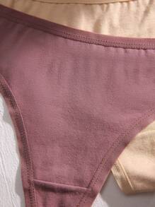 女士休闲纯色丁字裤多色中度弹力内衣套装 - 彩色 - 查看 4