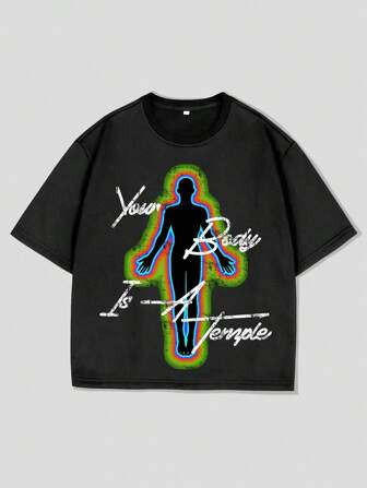 Street Life Herren überschnittene weite bedruckte Kurzarm T-Shirt