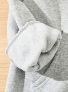 SHEIN Leap Crew 6 件套青少年男童休闲可爱日常舒适宽松红黑灰色连帽运动衫和裤子套装，适合旅行、上学、日常聚会，适合秋冬季节