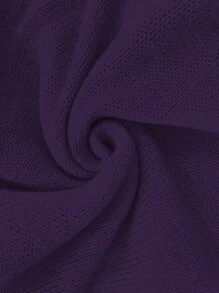 SHEIN Unity 大码女式字母图案高领长袖针织套头毛衣，秋冬季 - 紫色 - 查看 6