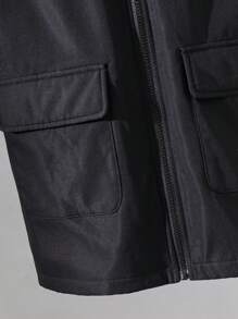 Chaqueta con capucha informal para niño preadolescente con bolsillo utilitario y forro térmico, apta para ir y venir, la escuela, uso casual diario, ropa deportiva, temporada de otoño/invierno