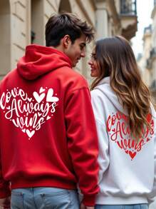 Manfinity EZcore Men's Vintage Red Loose Drop Shoulder Hoodie, Thermal Lined, Suitable For Couples, Valentine's Day Gift, Gift For Boyfriend - Red - View 2