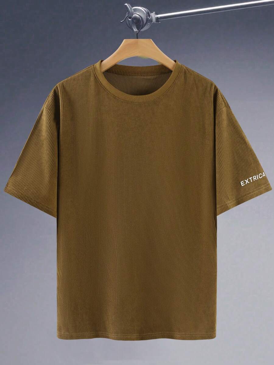 Manfinity Homme Oversized Men's Letter Graphic Drop Shoulder T-Shirt - Ginger - View 1
