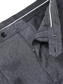 Manfinity Mode Plus Size Men Business Commuter Jacket And Pants Suit Set - Dark Grey - View 3