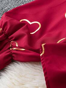 SHEIN LUNE 大码 V 领长袖心形印花休闲衬衫 - 彩色 - 查看 5